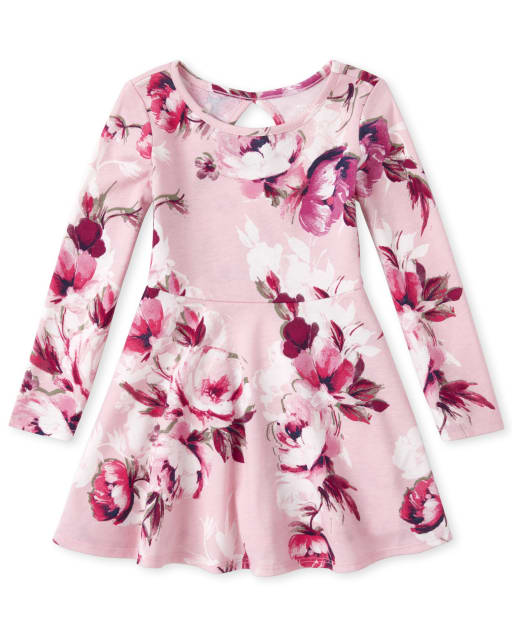 long sleeve floral skater dress