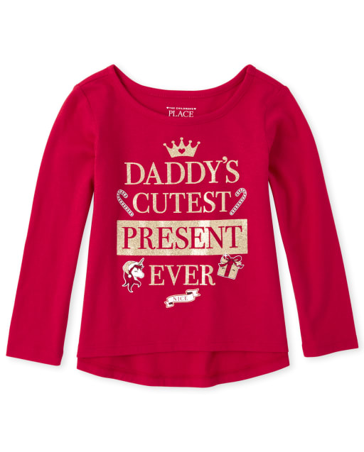 Baby And Toddler Girls Glitter Dad's Present Top