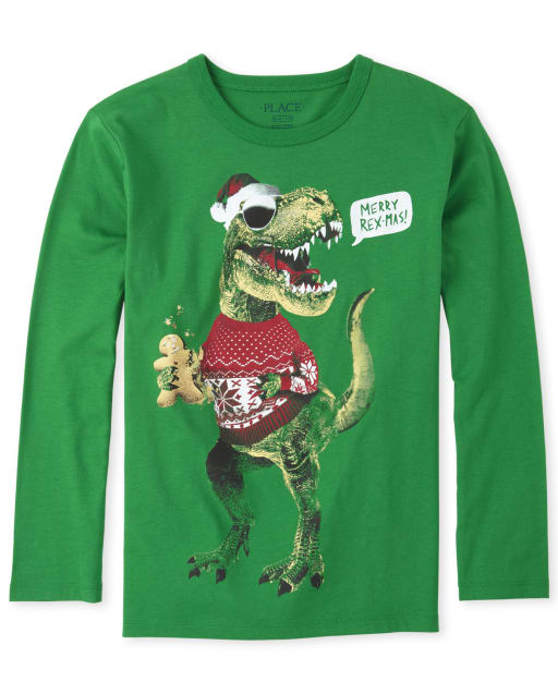 Boys Christmas Dino Graphic Tee
