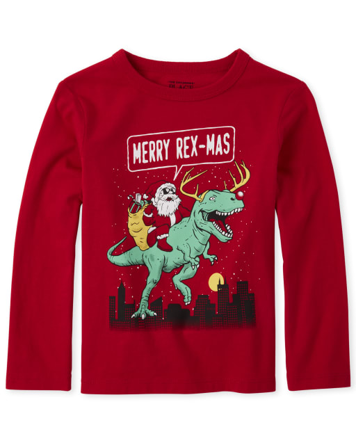 Baby And Toddler Boys Santa Dino Graphic Tee