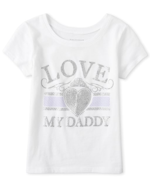Baby And Toddler Girls Glitter Love My Daddy Graphic Tee