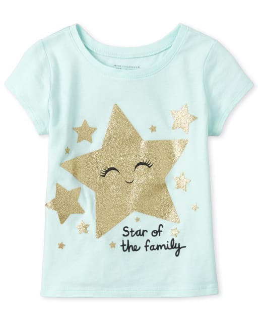 Baby And Toddler Girls Glitter Star Of The Family Graphic Tee