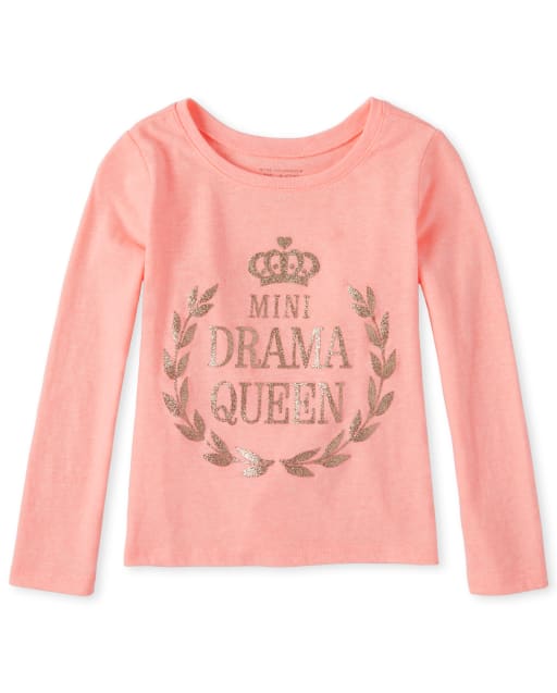 Camiseta con estampado de mini Drama Queen con purpurina para bebés y niñas pequeñas