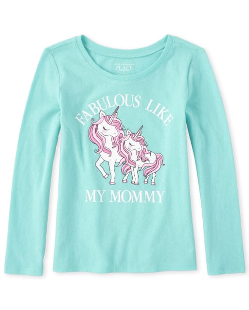 Baby And Toddler Girls Glitter Mommy Unicorn Graphic Tee