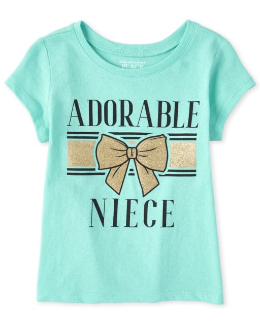 Baby And Toddler Girls Glitter Niece Graphic Tee