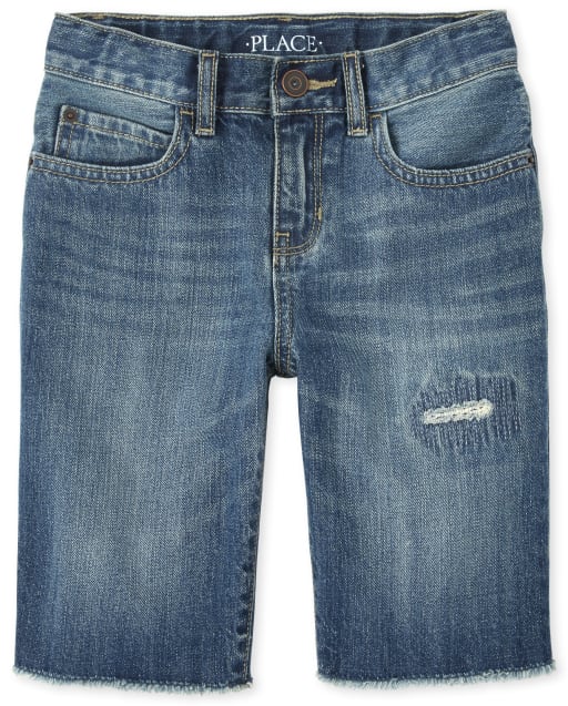 boys distressed denim shorts