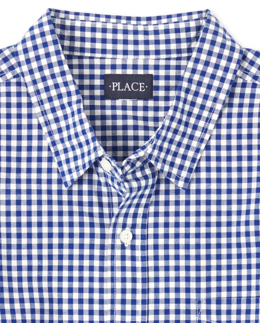 Mens Dad And Me Easter Long Sleeve Gingham Poplin Matching Button