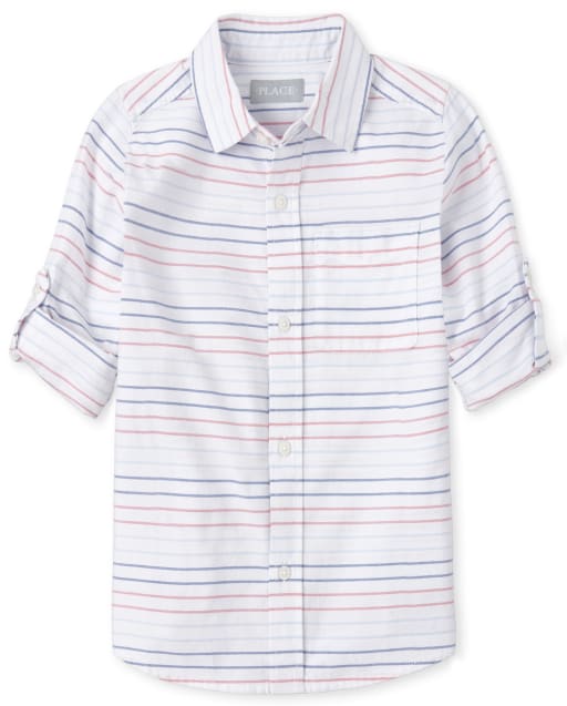 Camisa Oxford a rayas con botones a juego para niños