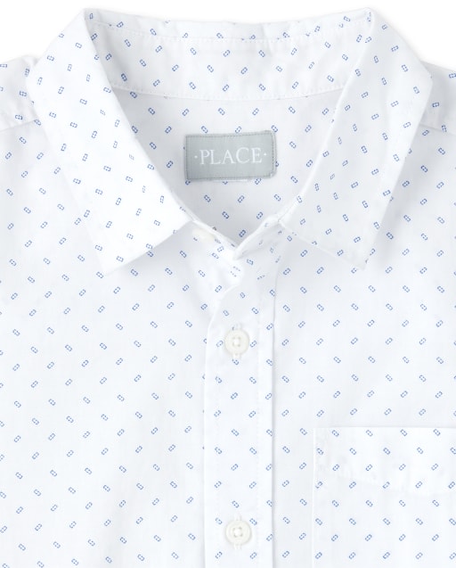 Mens Dad And Me Easter Short Sleeve Print Poplin Matching Button