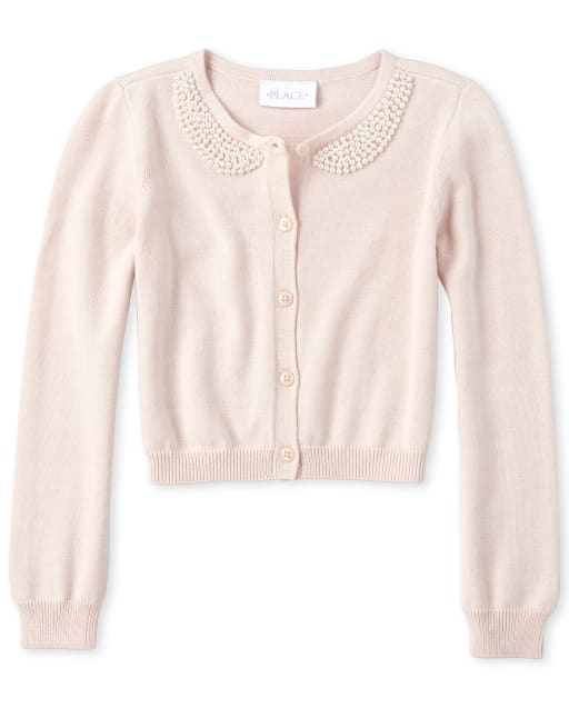 Cardigan avec fausses perles pour fille