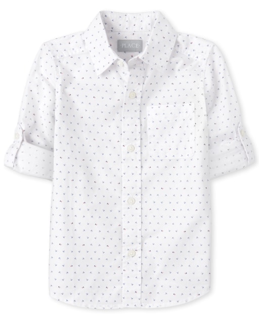 Camisa con botones de popelina triangular para niños
