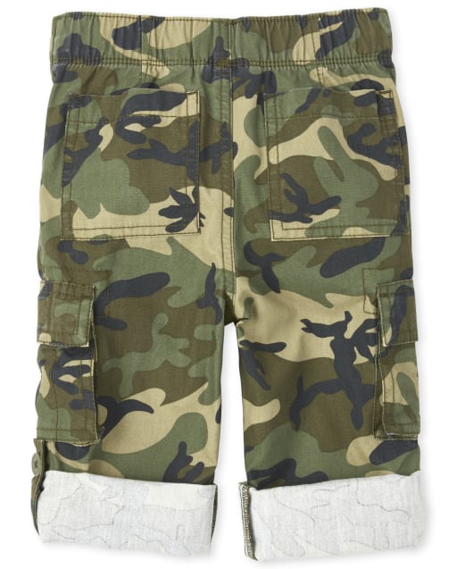 7 The Childrens Place Little Boys Pull-On Cargo Pant Olive Camo