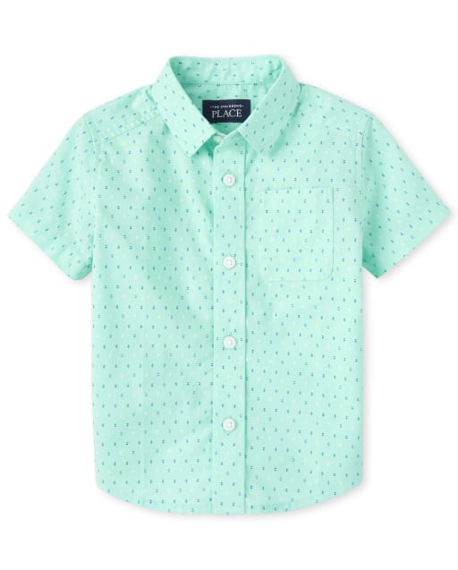 Chemise boutonnée assortie en popeline diamant pour bébés et tout-petits garçons