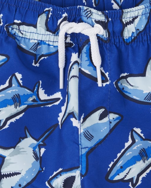 boys shark swim trunks