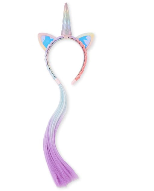 Girls Holographic And Glitter Unicorn Hair Extension Headband