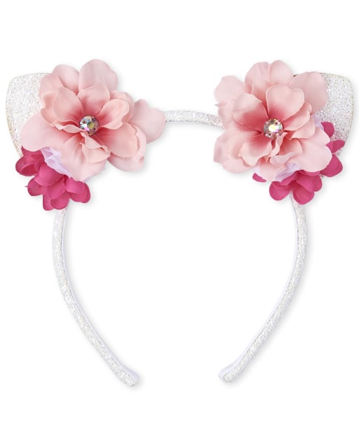 Toddler Girls Easter Glitter And Jeweled Flower Cat Ears Headband