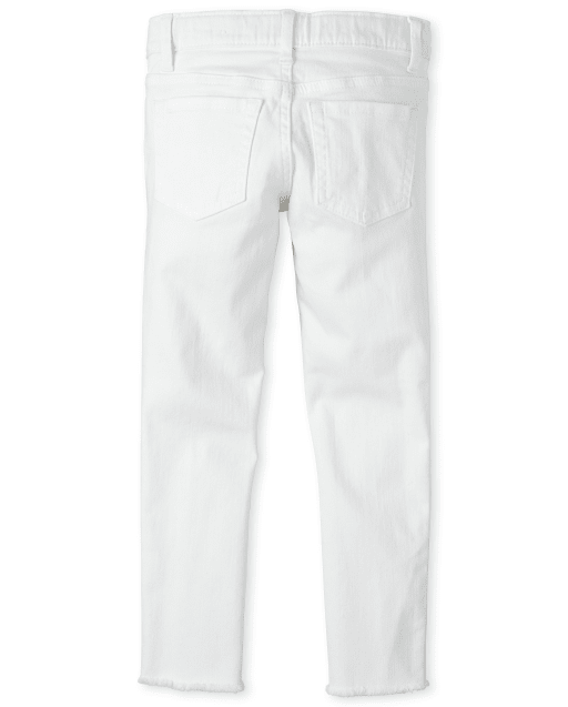 white skinny jeans frayed hem