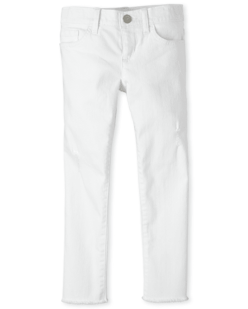 girls white distressed jeans