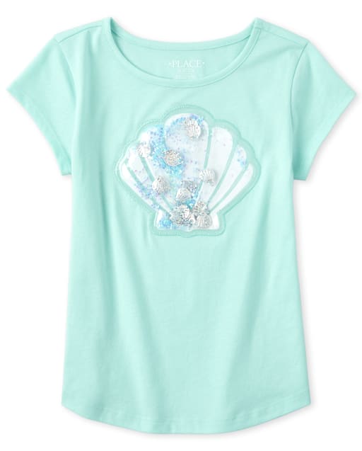 Top con dobladillo redondeado Shakey Sea Shell para niñas