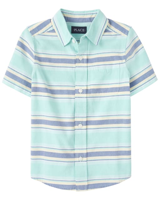 Camisa Oxford a rayas con botones a juego para niños
