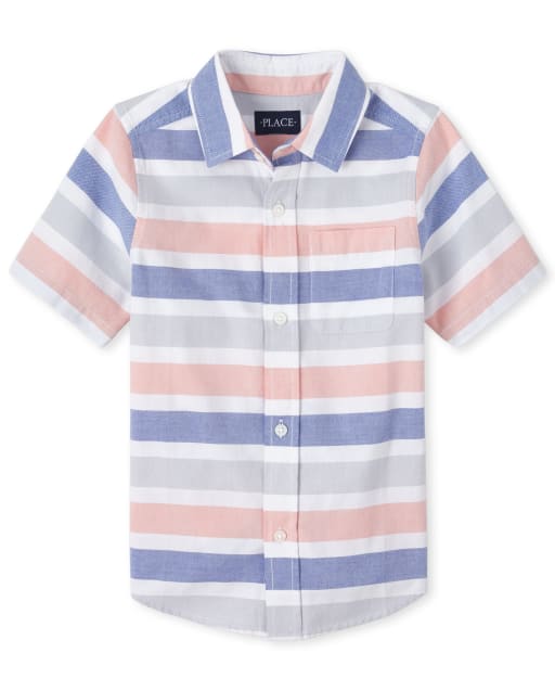 Boys Striped Oxford Matching Button Up Shirt