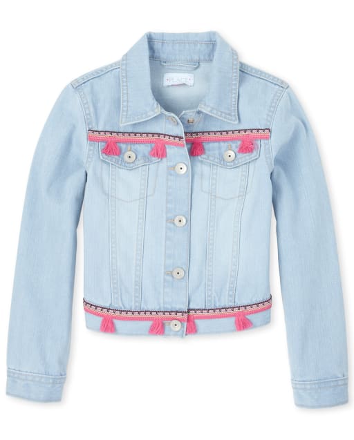 Chaqueta vaquera con borlas para niñas