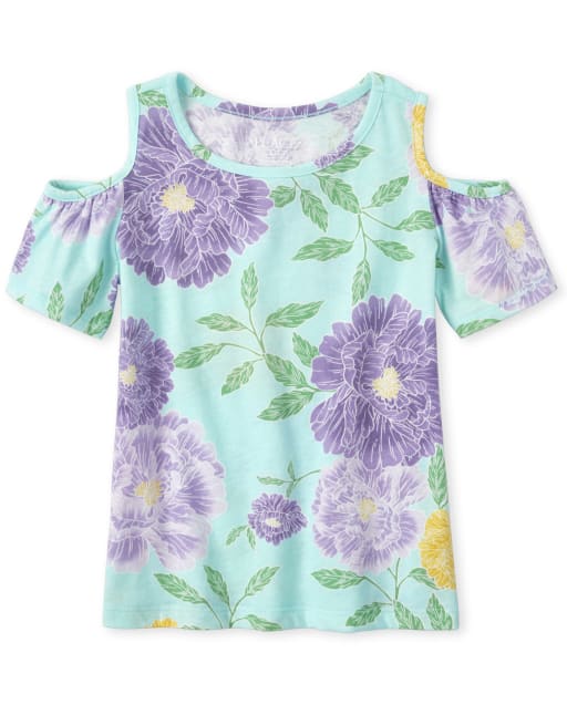 Girls Mix And Match Print Cold Shoulder Top