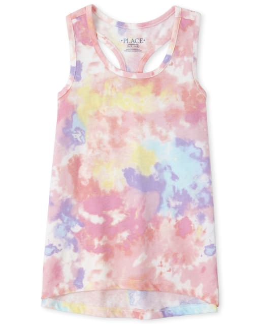 Girls Mix And Match Tie Dye Racerback Tank Top