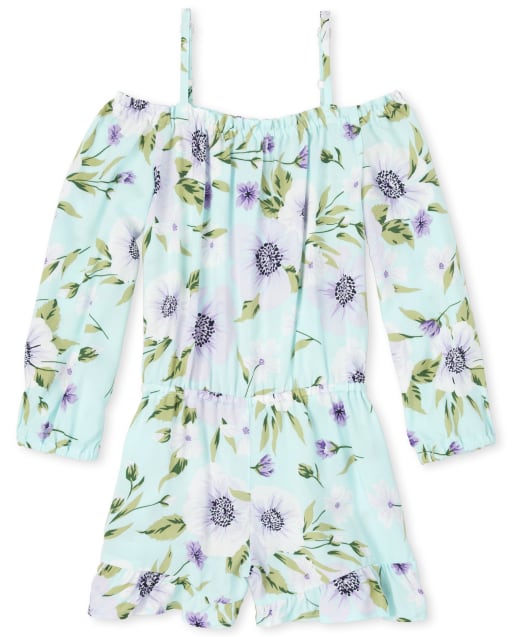 Girls Floral Off Shoulder Romper