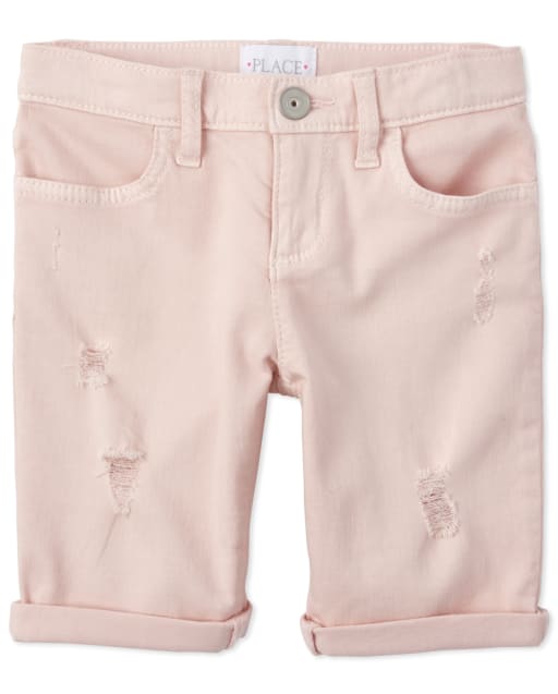 Girls Roll Cuff Denim Skimmer Shorts