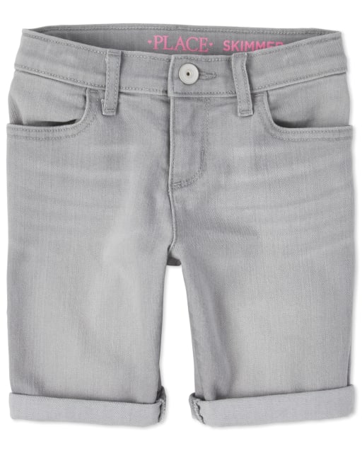 Shorts de mezclilla con puños enrollados para niñas