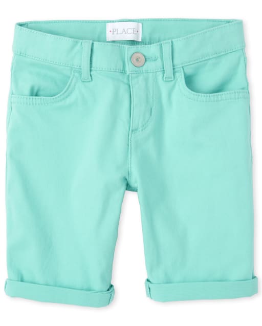 Girls Roll Cuff Denim Skimmer Shorts