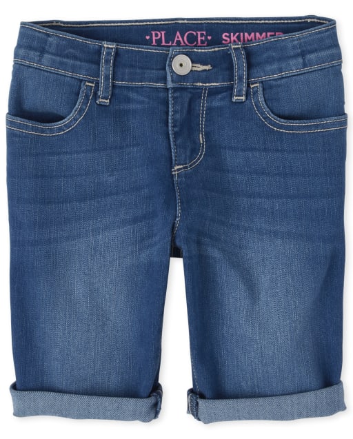 Girls Roll Cuff Denim Skimmer Shorts