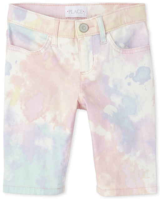 Girls Tie Dye Denim Skimmer Shorts