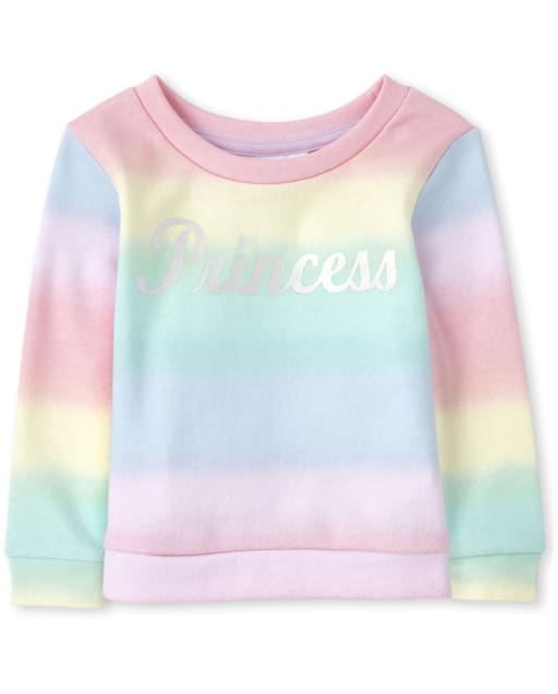 Baby And Toddler Girls Long Sleeve Rainbow Ombre Foil Princess French Terry Sweatshirt MULTI CLR The Children s Place