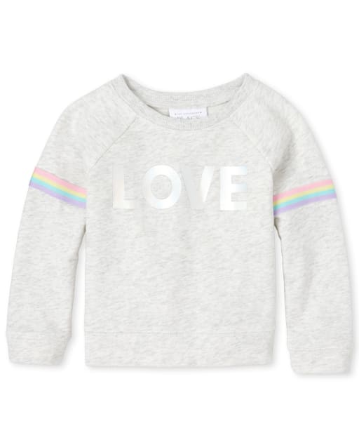 Baby And Toddler Girls Rainbow Striped French Terry Sweatshirt