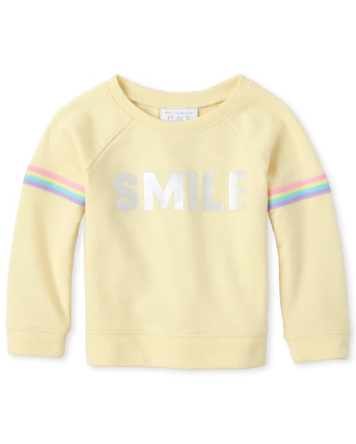 Baby And Toddler Girls Rainbow Striped French Terry Sweatshirt