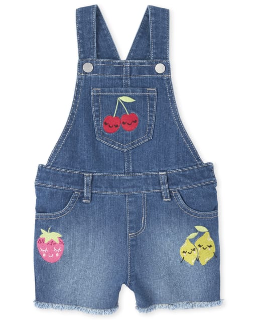 Shorts vaqueros con dobladillo deshilachado y frutas para bebés y niñas pequeñas