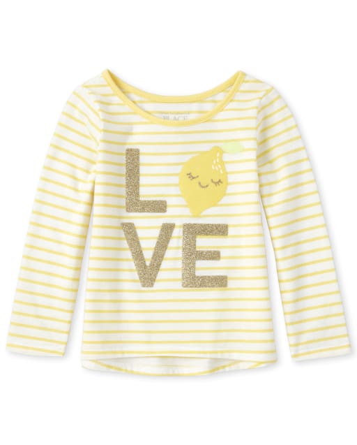 Baby And Toddler Girls Glitter Fruit Striped Top
