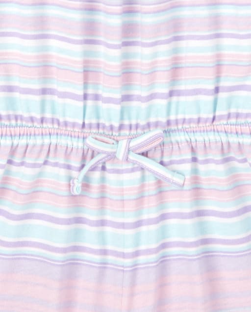 Barboteuse A Epaules Denudees En Tricot Raye A Manches Courtes Pour Bebe Et Toute Petite Fille S'utilise avec les articles la, l' (devant. the children s place