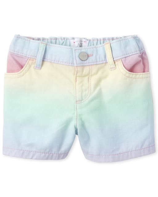 Baby And Toddler Girls Rainbow Denim Shortie Shorts