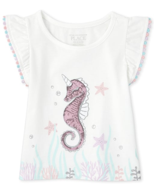Haut orné d'hippocampes pour bébés et petites filles