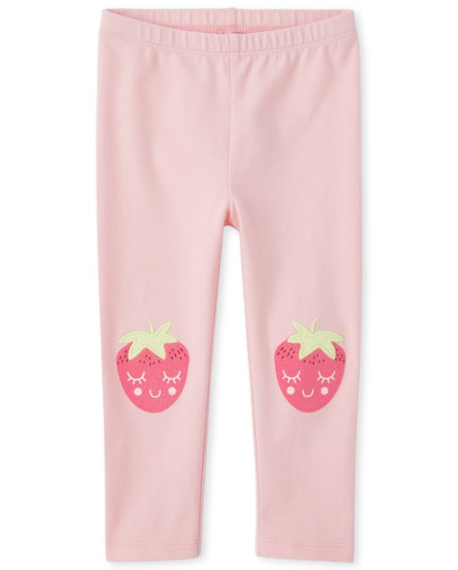 Leggings con bordado de fresas para bebés y niñas pequeñas