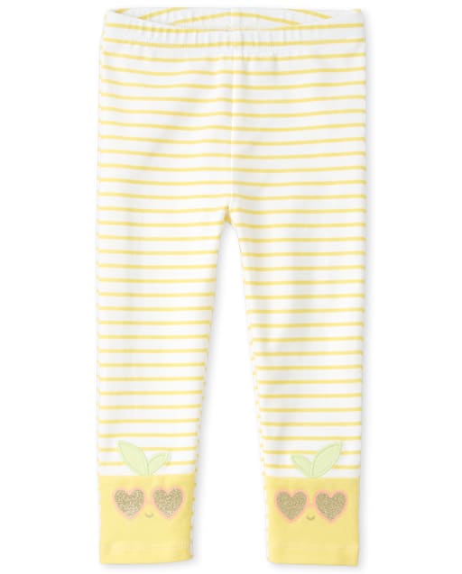 Baby And Toddler Girls Glitter Striped Lemon Leggings