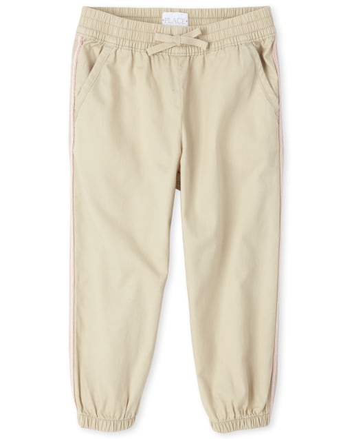 Girls Side Stripe Twill Pull On Beach Pants