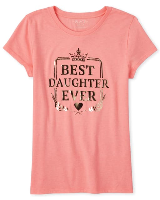 Girls Foil Best Daughter Graphic Tee