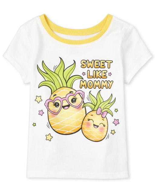 Baby And Toddler Girls Short Sleeve Glitter Sweet Like Mommy
