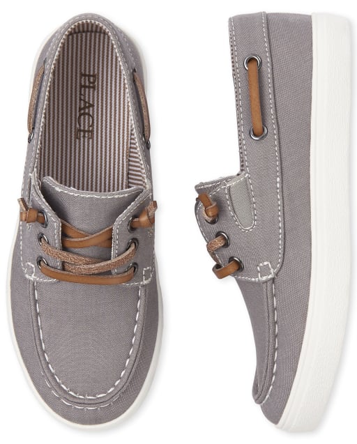 boys grey boat shoes
