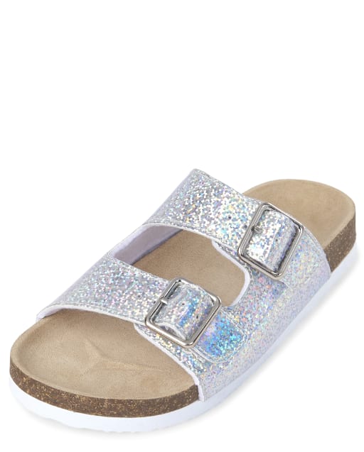 glitter double strap sandals
