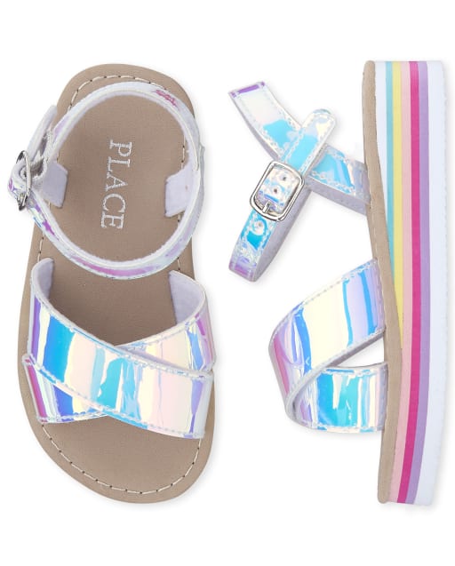 holographic platform sandals